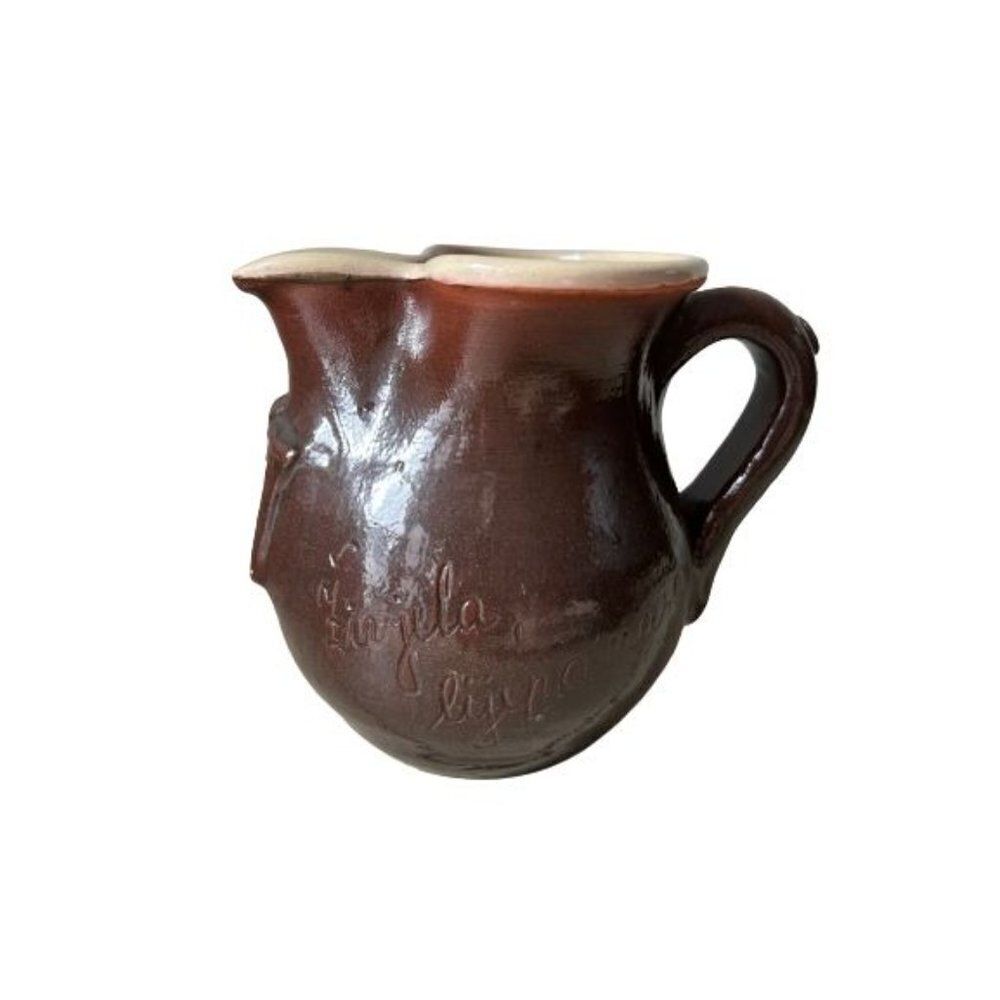Portuguese Redware Pitcher with coat of arms 5' tall - Picture 2 of 14